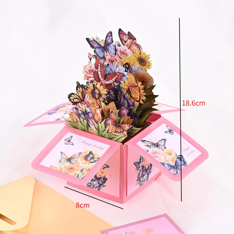Cartão pop-up floral 3D "Dia das Mães" com envelope – Para aniversários, agradecimento