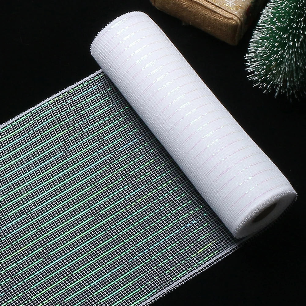 Fita de Malha de Natal Rolo de Tule com Glitter para Árvore e Guirlanda
