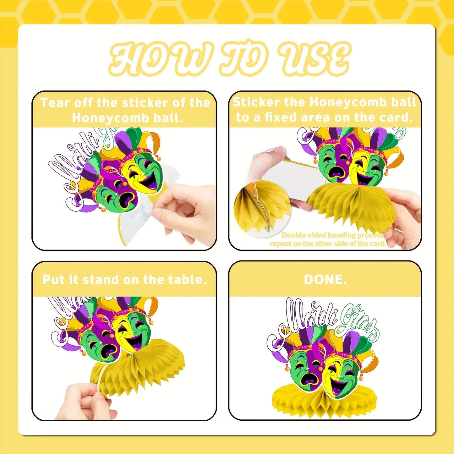 Decoração de mesa de carnaval, peça central de colmeia, centro mesa carnaval de 9 peças