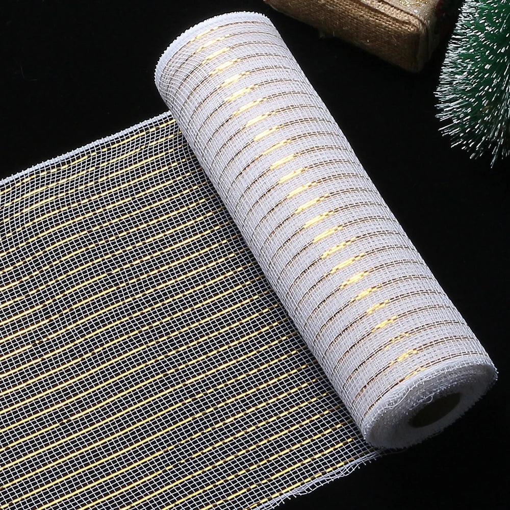 Fita de Malha de Natal Rolo de Tule com Glitter para Árvore e Guirlanda