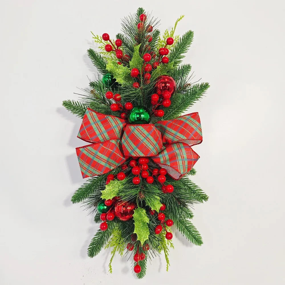 Guirlanda de Lágrima Suspensa de Inverno Falso para Porta de Natal e Porta Decoração