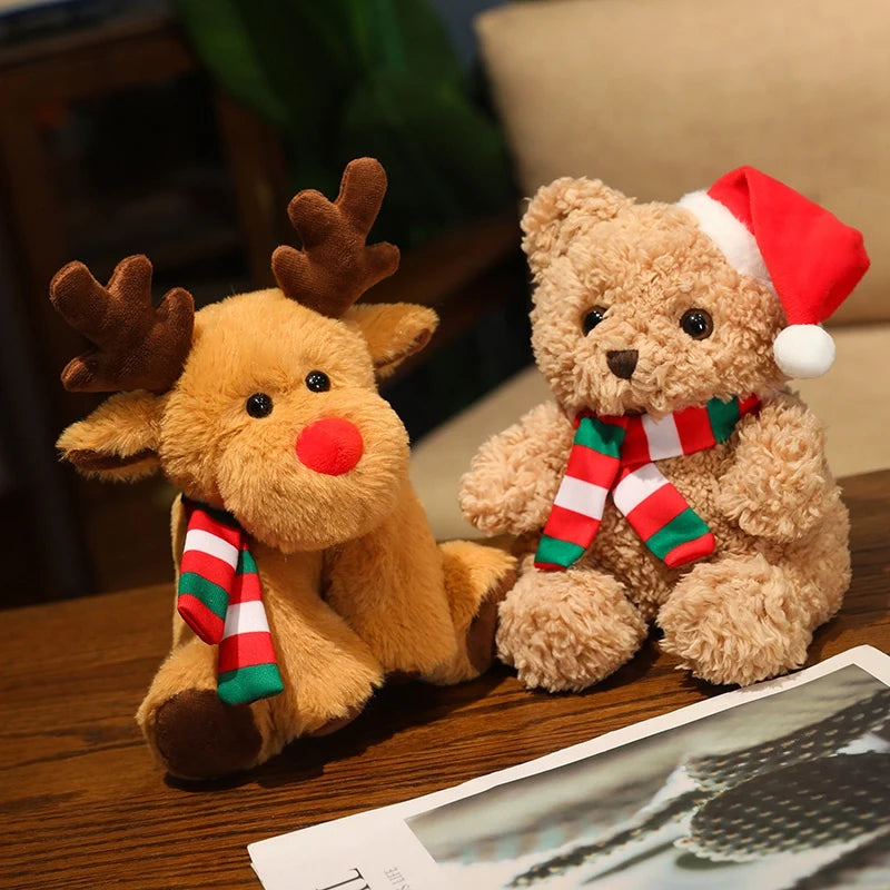 Urso de Pelúcia de Natal com Chapéu Presente de Natal para Pelúcia, Urso de Pelúcia