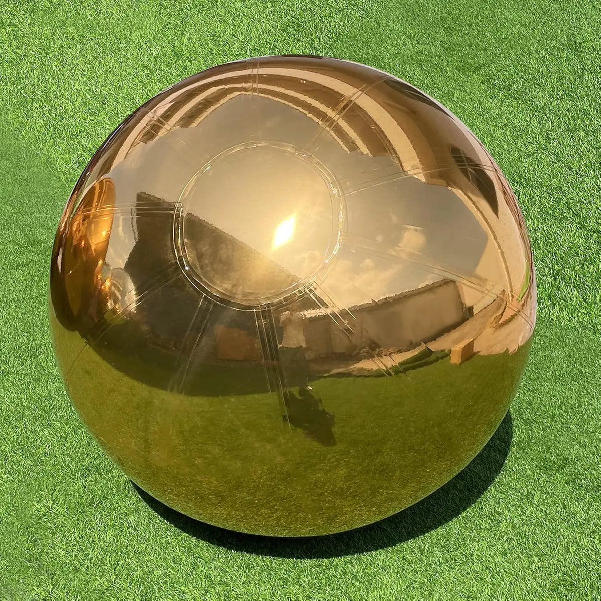 Bola espelhada inflável dourada, bolas brilhantes grandes esferas refletivas reutilizáveis