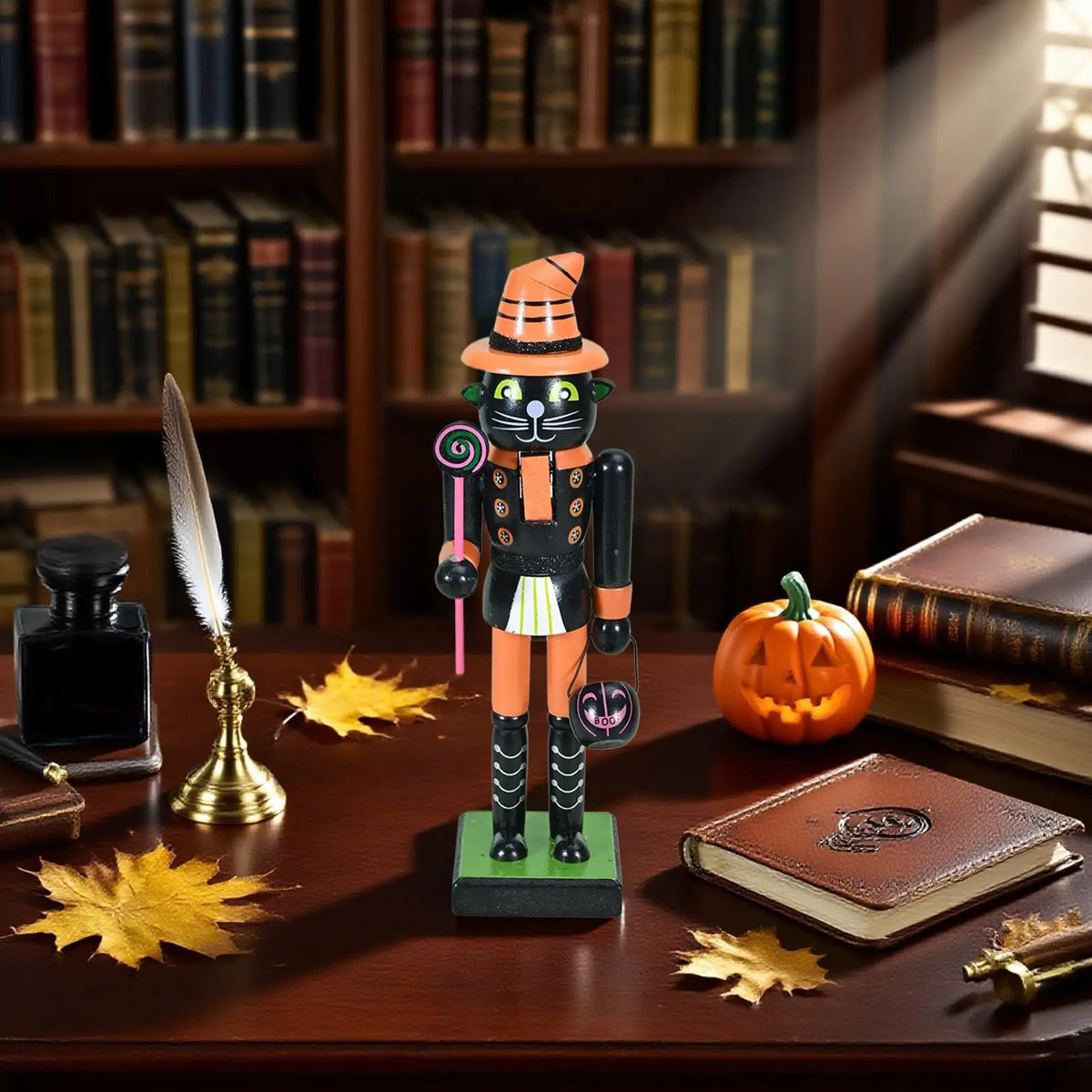 Quebra-Nozes de Halloween Estatueta na Abóbora Bruxa Quebra-Nozes Figurino