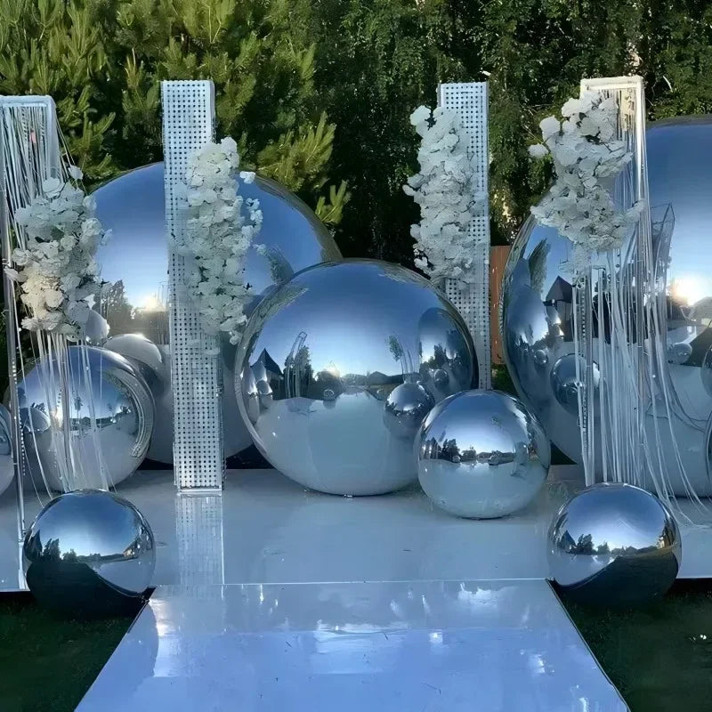 Bola Espelhada Inflável Gigante 6 Peças com Bomba de Ar, Conjunto de Esferas Coloridas