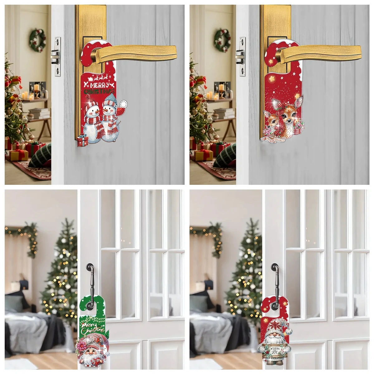 Placa Decorativa Acrílico Presente Natal 1 Peça/Conjunto Suporte para Pingente com Pedra