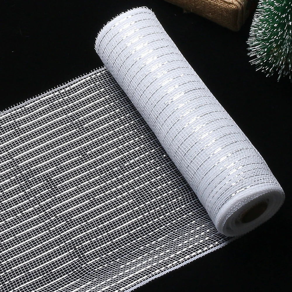 Fita de Malha de Natal Rolo de Tule com Glitter para Árvore e Guirlanda