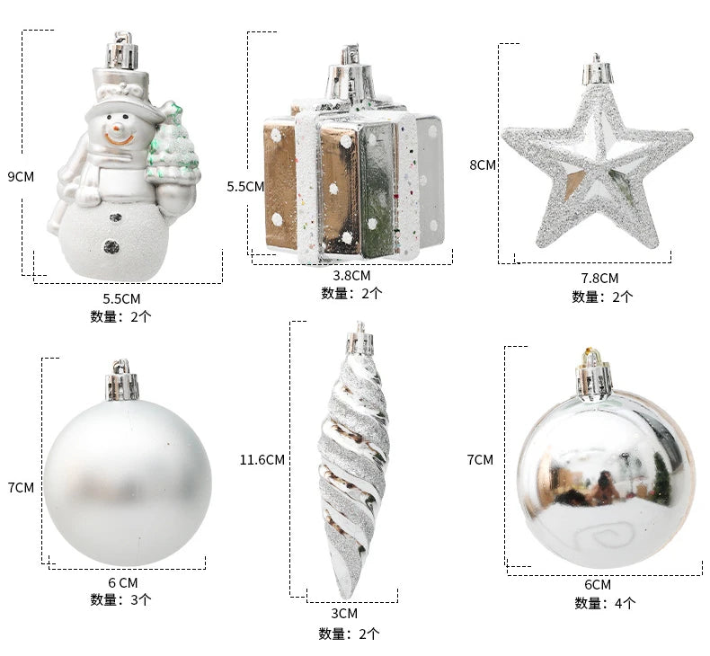 Bolas de natal Enfeites de Natal colorido inquebráveis, 50 peças, plástico, pendurar, Natal