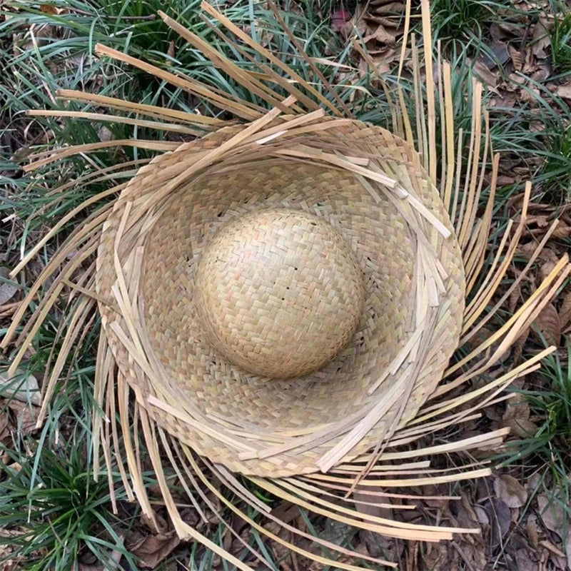 Chapéu Caipira De Palha Desfiado Para Festa Junina Aprox.55-60cm/21,65-23,62 polegadas