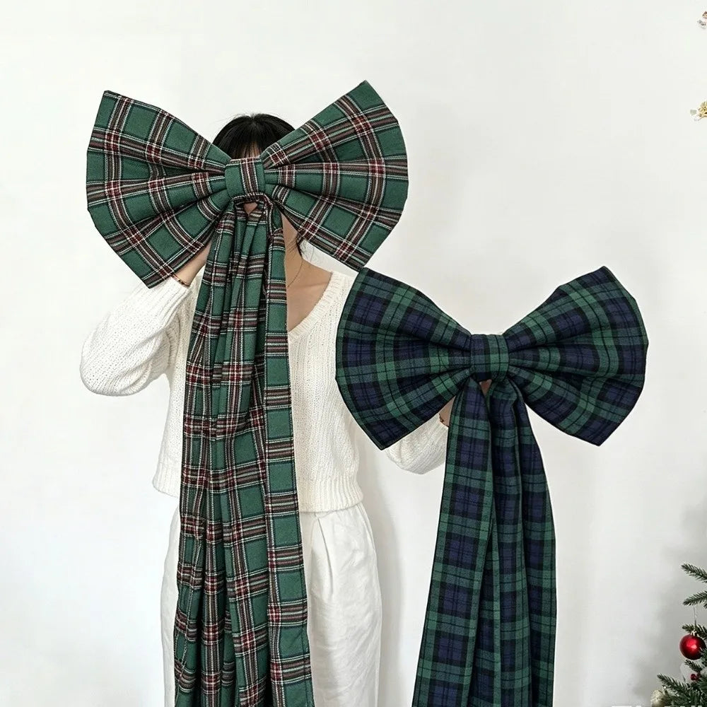 Laço Vermelho Gigante para Shopping, Laços Decorativos de Natal Grandes Fitas Longas Estilo Tartan ou Xadrez