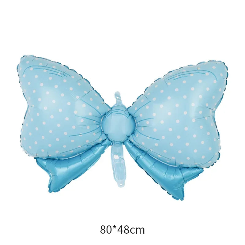 Balões de laço, decoração de chá de bebê com gravata borboleta