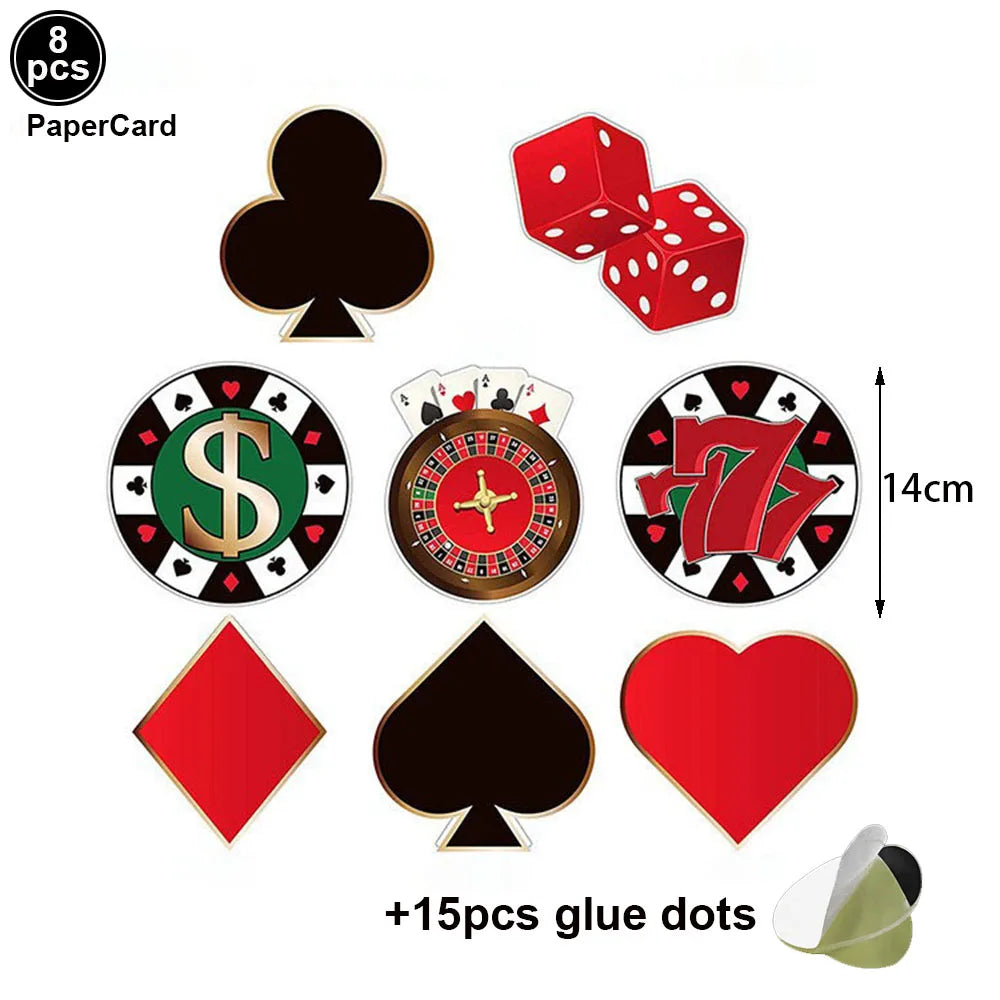 Kit de guardanapos de pratos de festa de cassino, 40 peças, decorações de festa