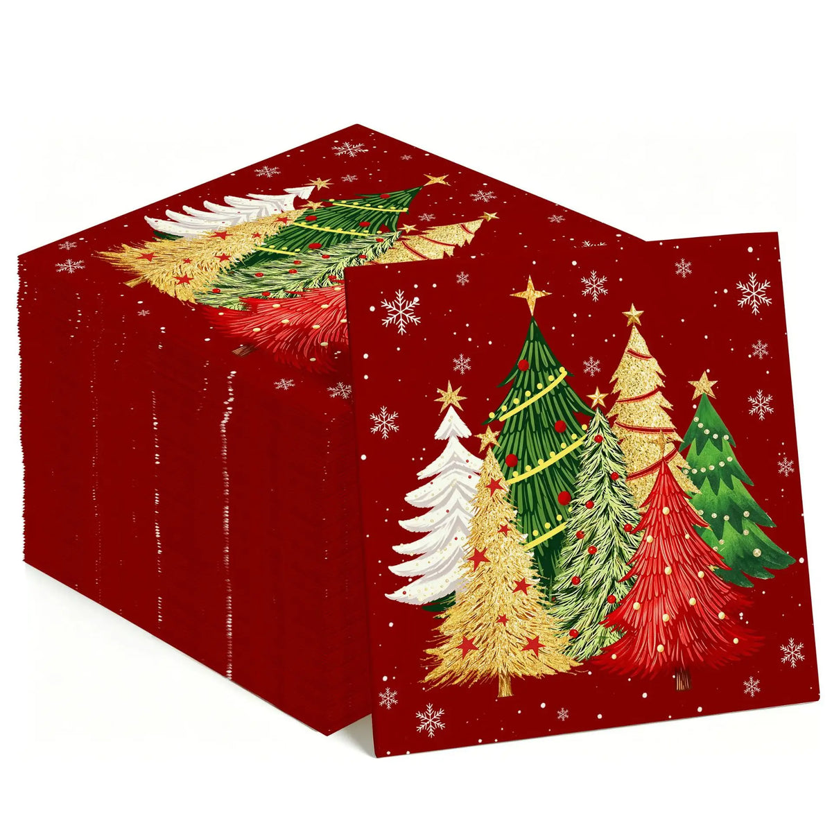 Kits Festa Natal Conjunto de 80 peças Pratos de Papel Descartáveis Tudo Real Estampa de Pinheiros Vermelhos