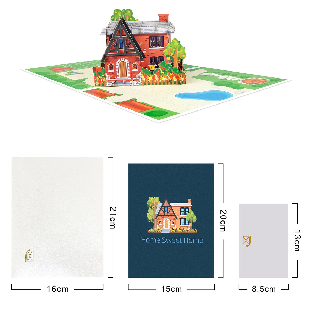 Cartão pop-up New House, cartão de felicitações 3D New House, cartão de boas-vindas