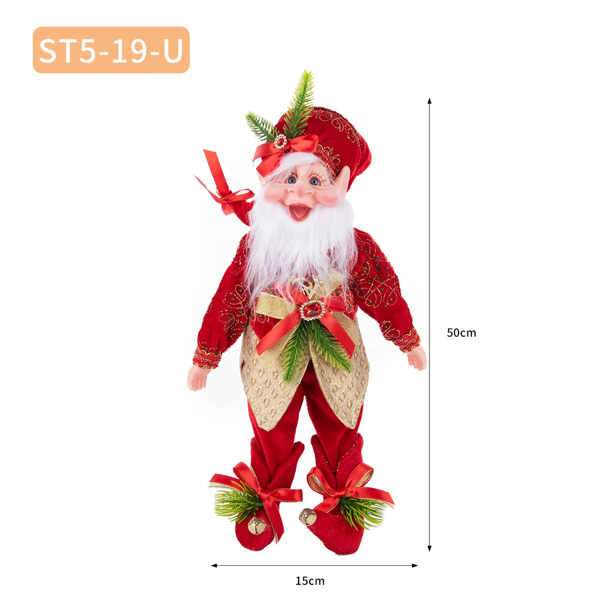 Enfeite Elfo Verde e Vermelho 45cm e 55cm Merita, Personagens Natalinos para Decoração