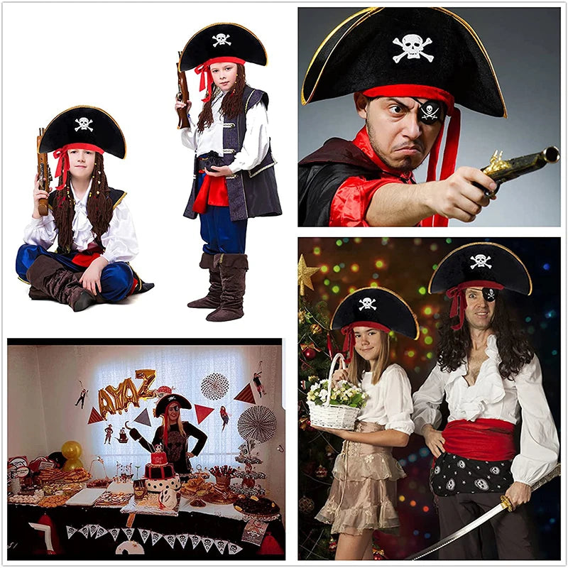 Kit Festa Temática de Piratas Incluir Faixa de Feliz Aniversário Toalha de Mesa