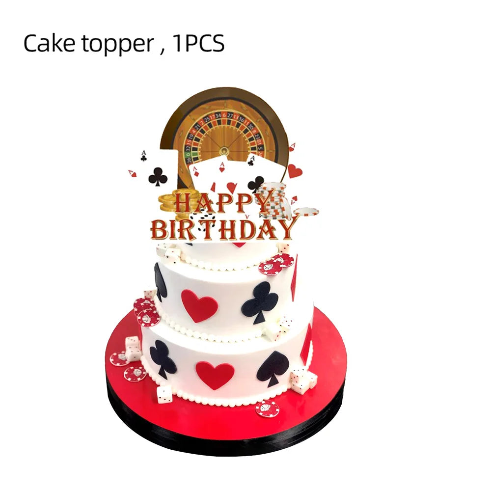 Cassio Poke 25 Peças de topo de cupcake com glitter, tema Vegas, palitos de dente e palitos