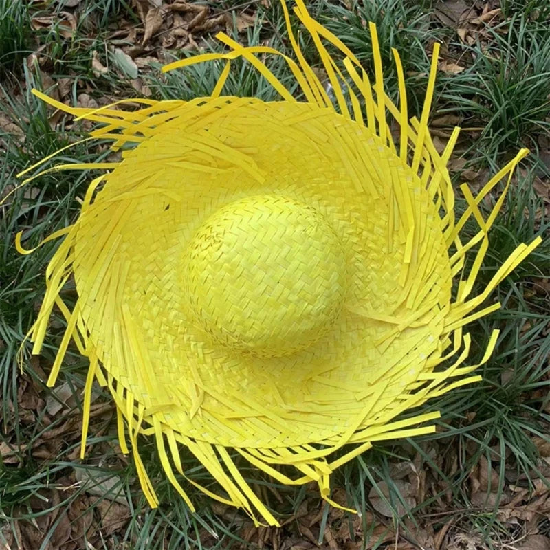 Chapéu Caipira De Palha Desfiado Para Festa Junina Aprox.55-60cm/21,65-23,62 polegadas