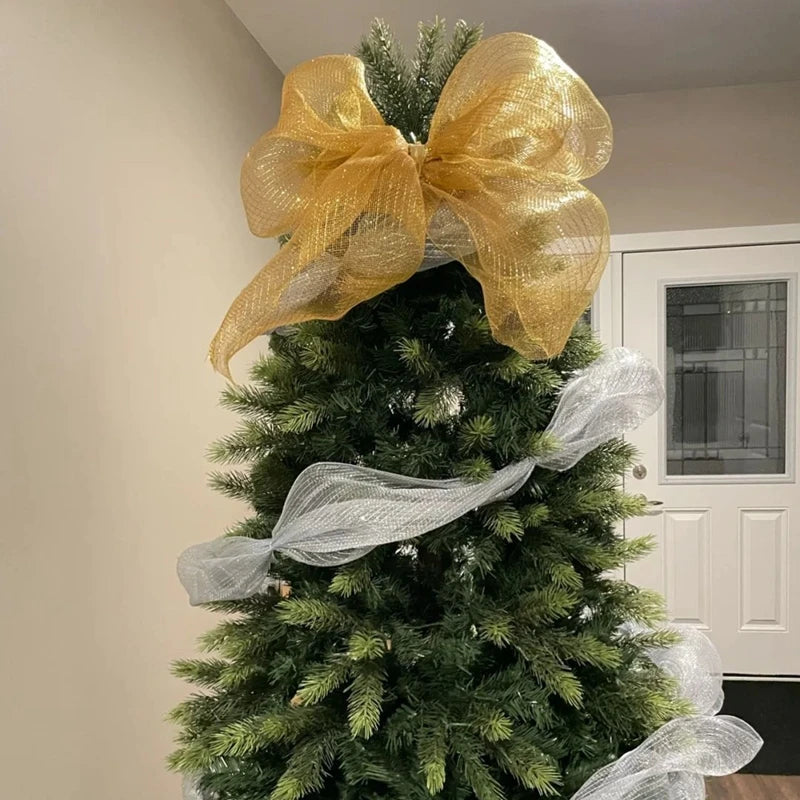 Fita de Malha de Natal Rolo de Tule com Glitter para Árvore e Guirlanda