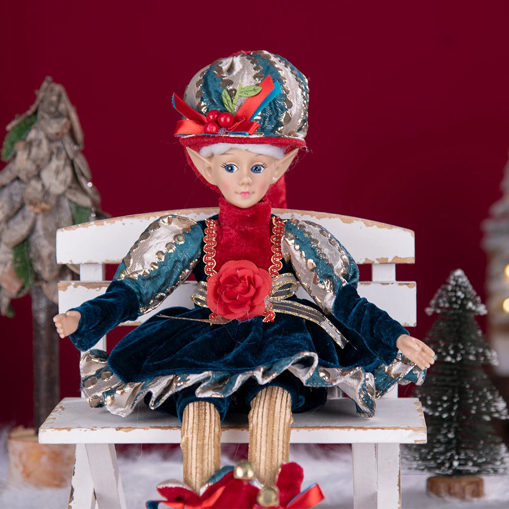 Elfo de Natal, 38cm Macios e Adoráveis Enfeites de Árvore de Natal de Elfos para Árvore de Natal
