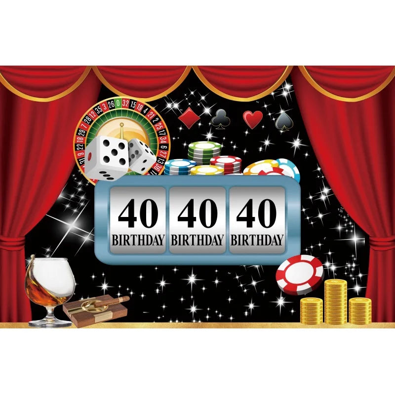 Cenário de aniversário de cassino Las Vegas Casino Noite Tema de Aniversário Decorações