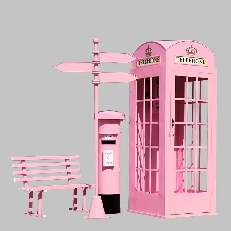 Cabine Telefônica Temática Tamanho Real Rosa Flores Londres