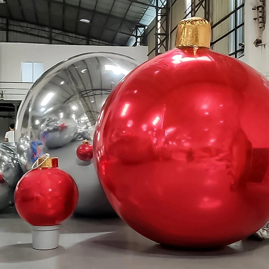 Bola Inflável Gigante de Natal Espelhada Ornamento Inflável de Natal Esferas Gigantes Festa