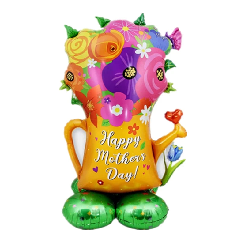 Feliz Dia das Mães Balão em pé - Balão de alumínio reutilizável rosa para decoração de festa
