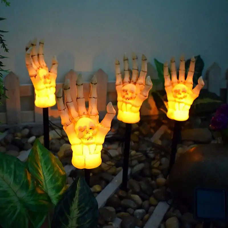 Mão Esqueleto Halloween Luminária Solar de Jardim LED à Prova D'Água Estilo Fantasma