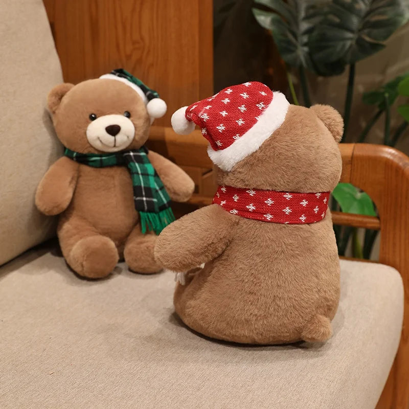 Urso de Pelúcia de Natal em Xadrez Tartan, Grande Urso Marrom