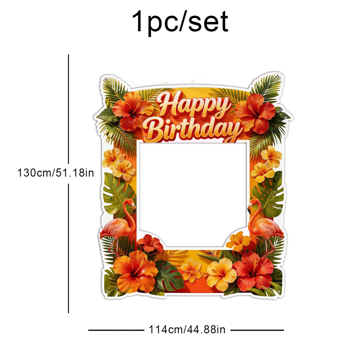 Moldura para Fotos com Tema Havaiano/Tropical com a Inscrição "Olá, Verão" Painéis Tema Havaiano/Tropical
