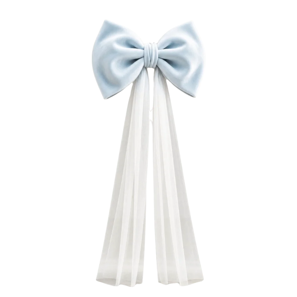 Laço de Veludo com Cauda Longa em Tule/Organza, Ornamento para Árvore de Natal e Shopping