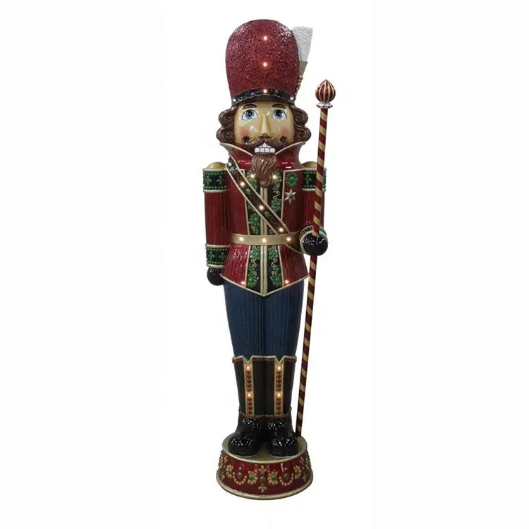 Estatueta de quebra-nozes de resina da Fraser Hill Farm com luzes LED multicoloridas