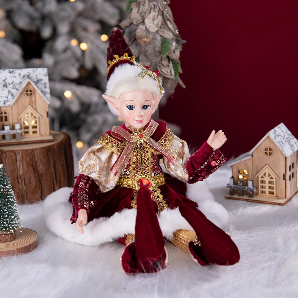 Elfo de Natal, 38cm Macios e Adoráveis Enfeites de Árvore de Natal de Elfos para Árvore de Natal