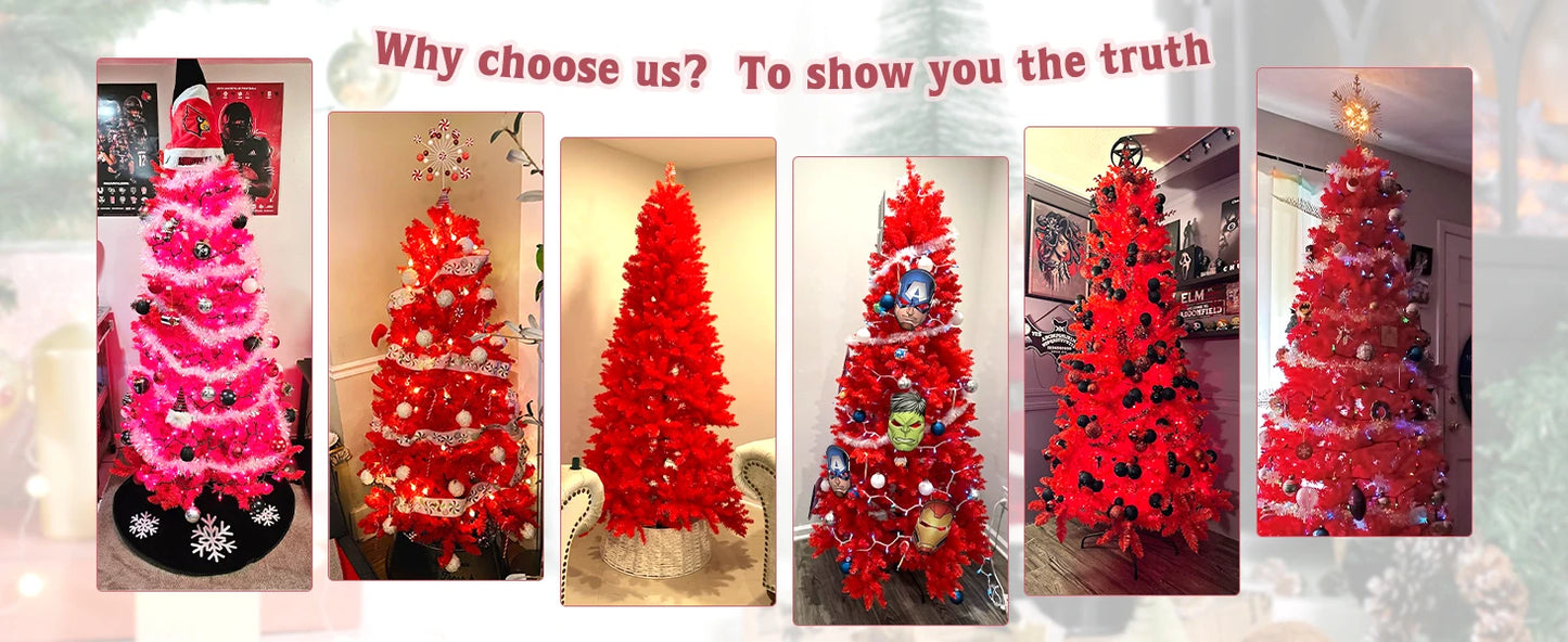 Árvore de Natal vermelha artificial, árvore de Natal Vermelho verdade, árvore fina artificial