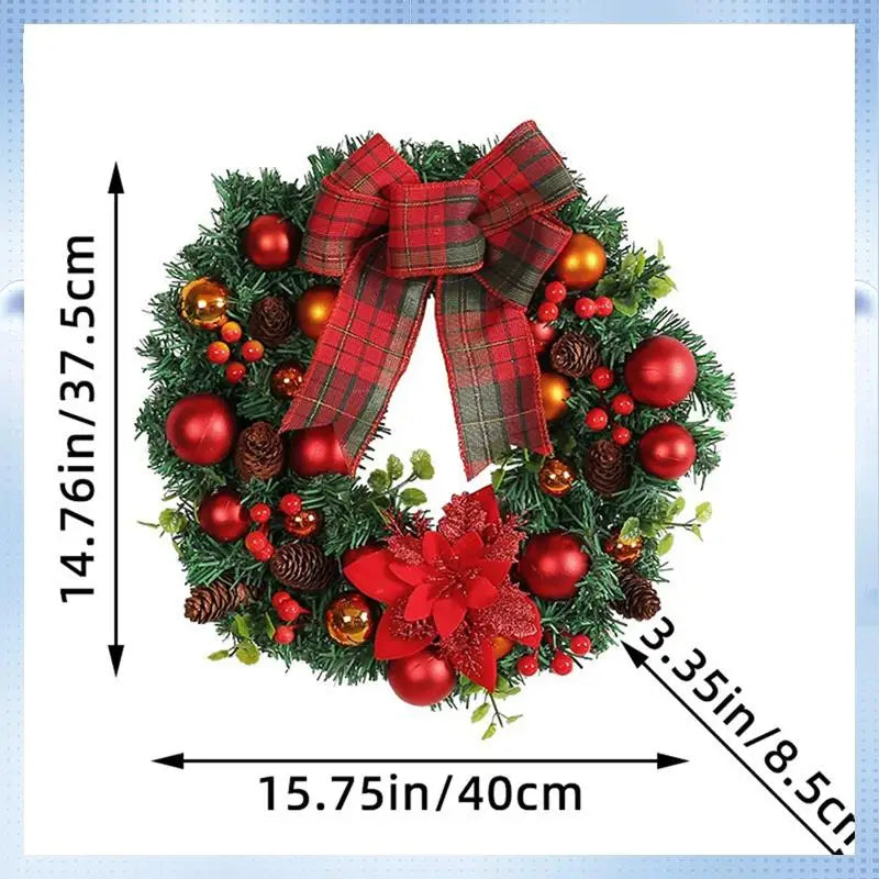 Guirlanda de Natal Ornamento da porta da frente, guirlanda de Natal artificial feliz Natal