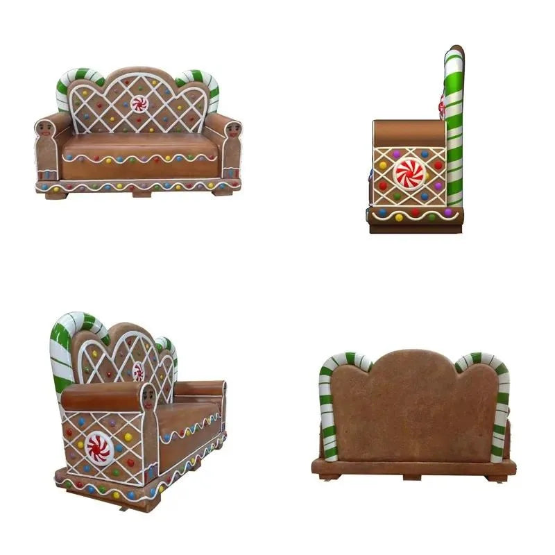 Elegante Banco de Shopping de com Detalhes Ornamentados, Banco Pão Mel Gigante Natal