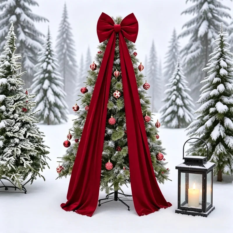 Laço Vermelho Gigante para Shopping, Laço Decorativo Gigante de Veludo Preto, Vermelho, Rosa, Branco