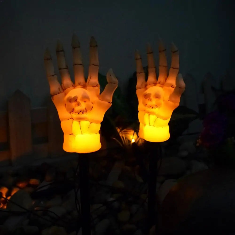 Mão Esqueleto Halloween Luminária Solar de Jardim LED à Prova D'Água Estilo Fantasma