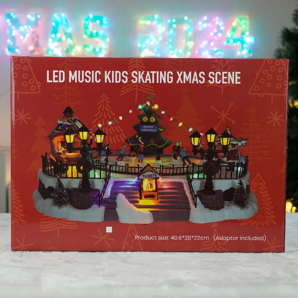 Cenário De Natal - Estação de Patinação no Gelo com Som , Luz e Movimento