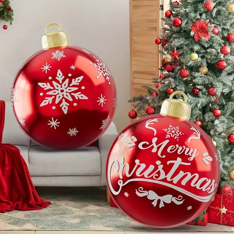 Bola de espelho natal 2 bolas de Natal infláveis 60 cm (24 polegadas), bolas Natal infláveis