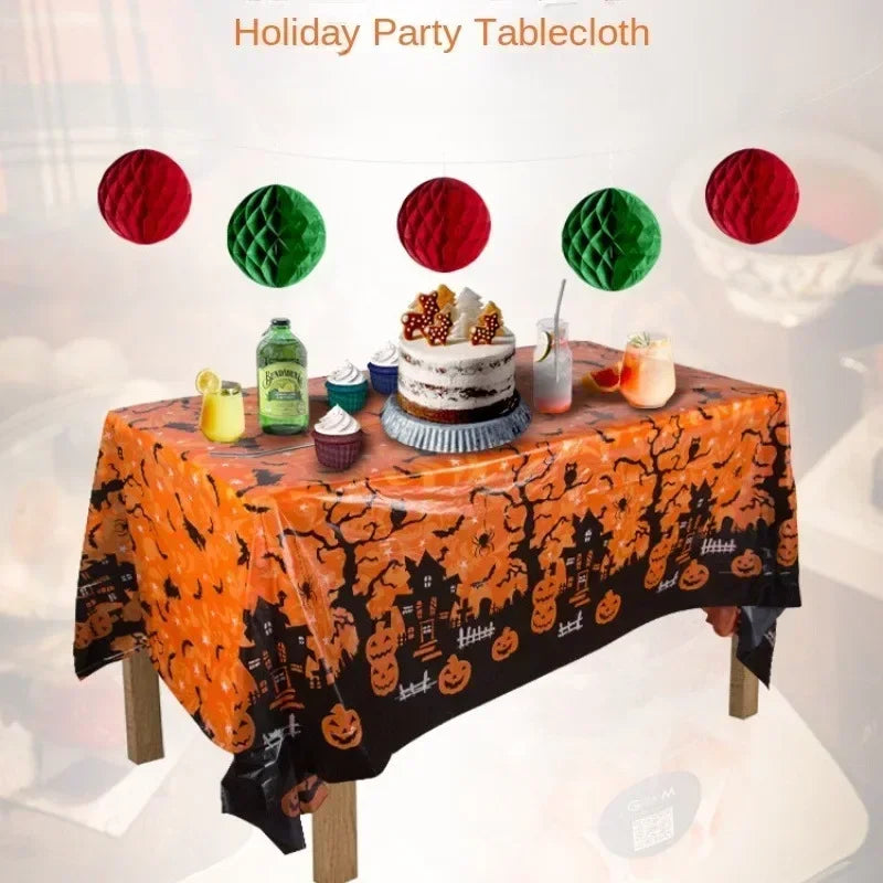 Toalhas de mesa sangrentas de Halloween Capa de crânio de plástico capa de mesa