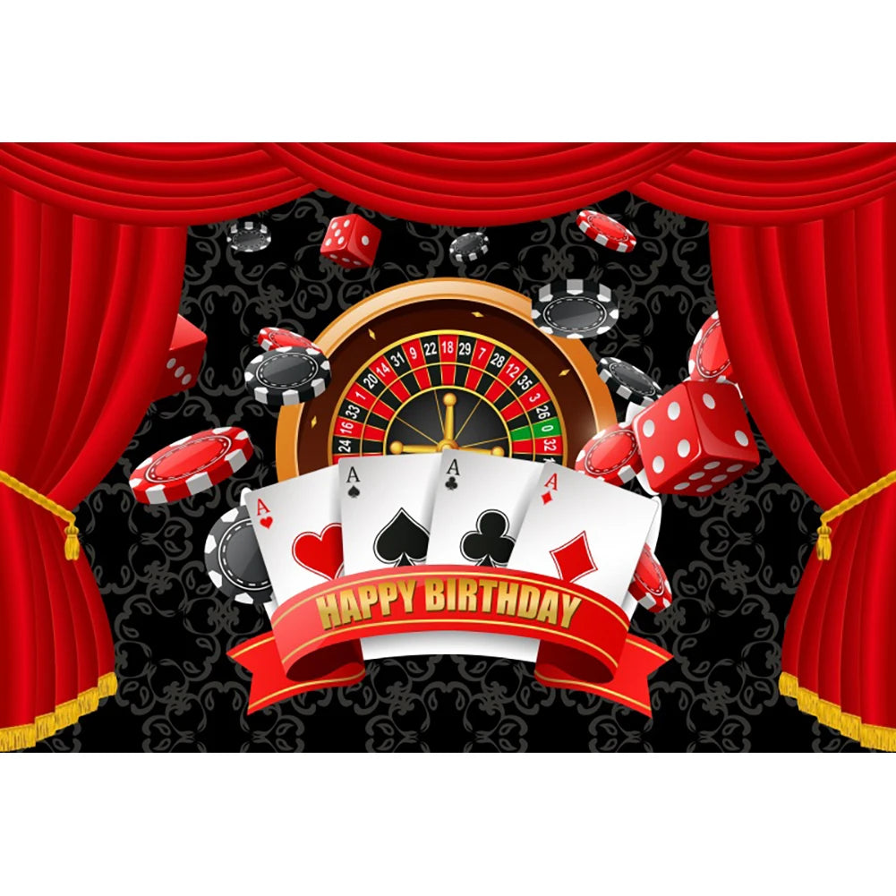 Cenário de aniversário de cassino Las Vegas Casino Noite Tema de Aniversário Decorações