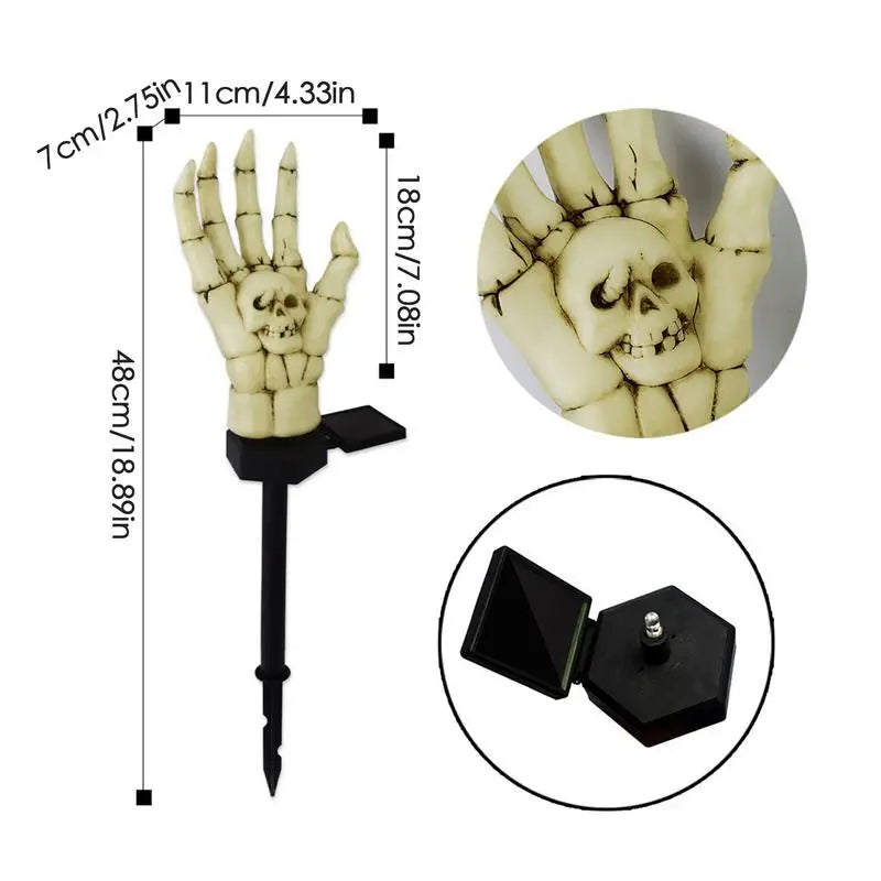 Mão Esqueleto Halloween Luminária Solar de Jardim LED à Prova D'Água Estilo Fantasma