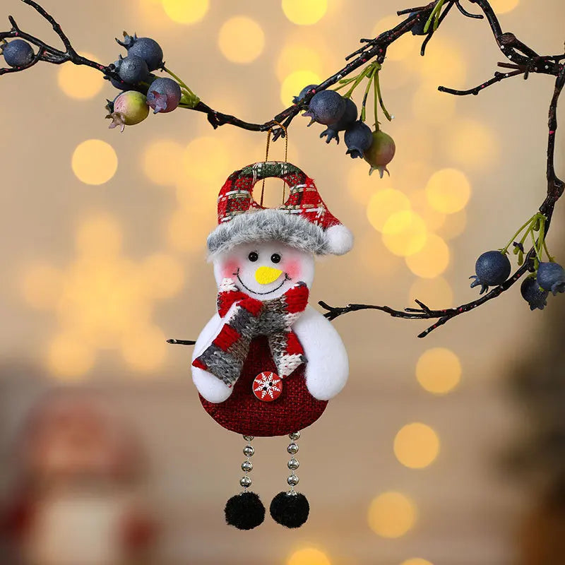 Kits Enfeites Natal Pelúcia Papai Noel e Neve Rena e Urso com Roupinha Verde e Vermelho
