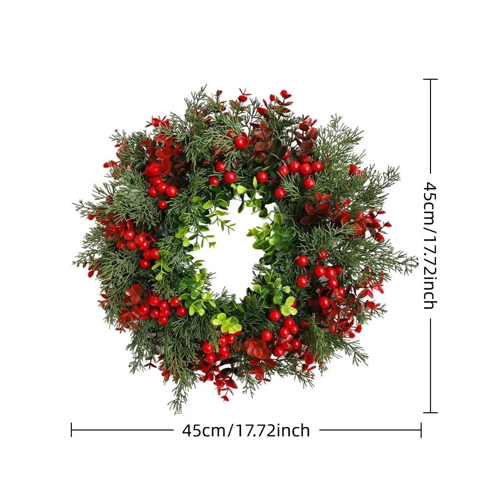 Guirlanda de Natal Artificial com Folhagem Verde e Frutas Vermelhas (Semelhante a Modelos 40cm a 45cm