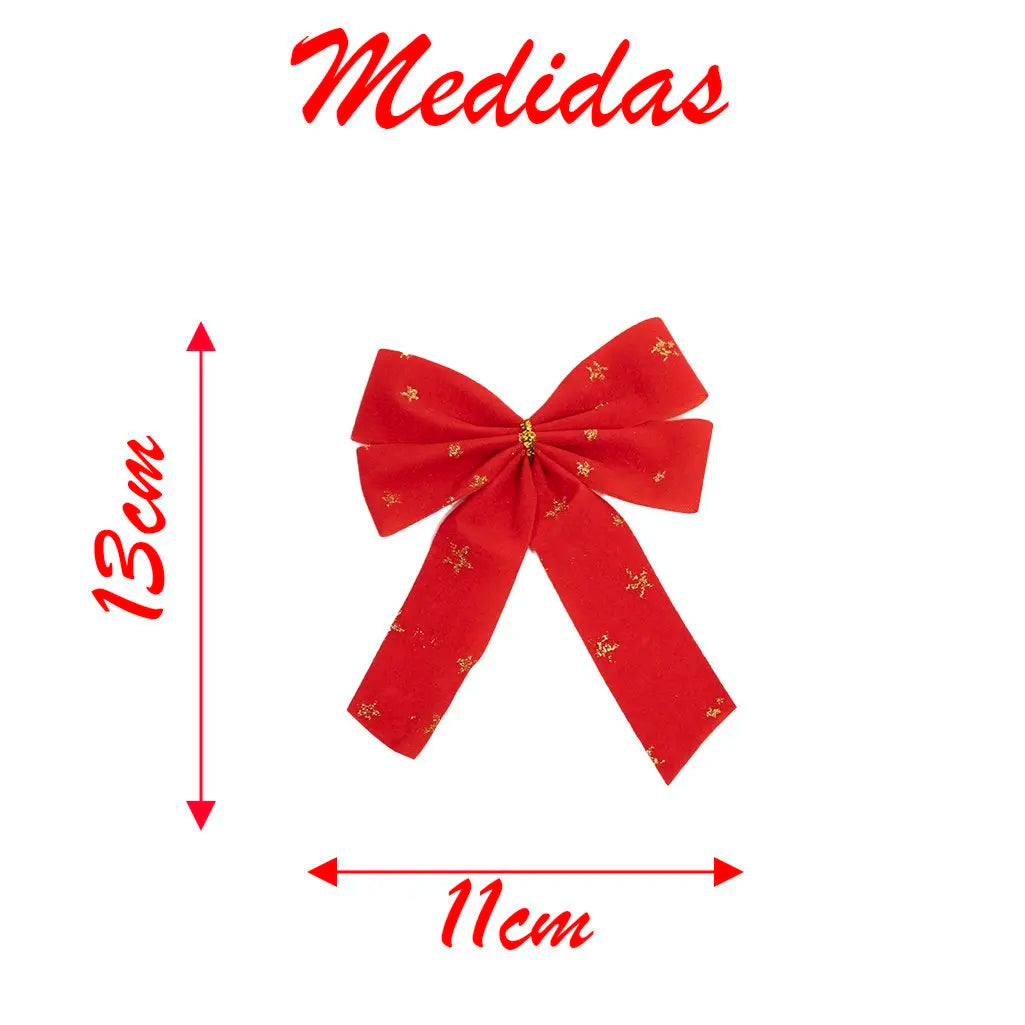 Kit 6 Lacinhos Enfeite Árvore Natal Laços Vermelhos 13cm Laços Vermelhos Árvore de Natal