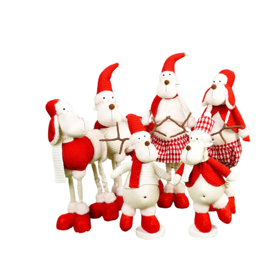 1 peças/conjunto de decorações de natal em pé estatueta de pelúcia alce/Papai Noel