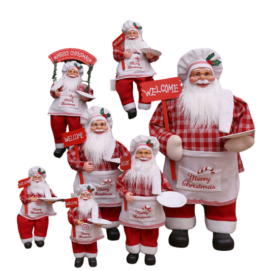 Boneco Natal Papai Noel Cozinheiro Padeiro Chef Em Tecido 48cm