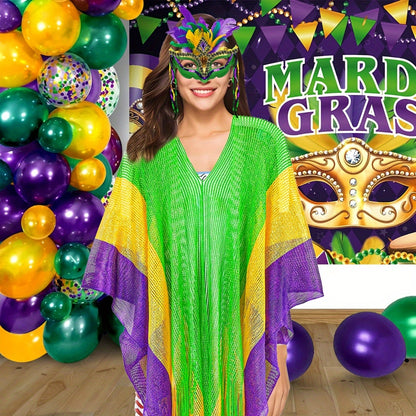 Máscara de Mardi Gras com Poncho de Mardi Gras Xale Máscara